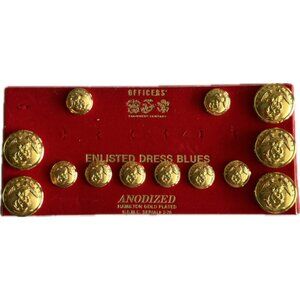 New In Box - USMC Set of Dress Blues Gold Buttons - Enlisted